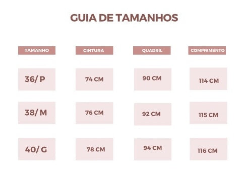 Tabela de medidas